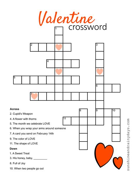 Free Printable Valentine Crossword